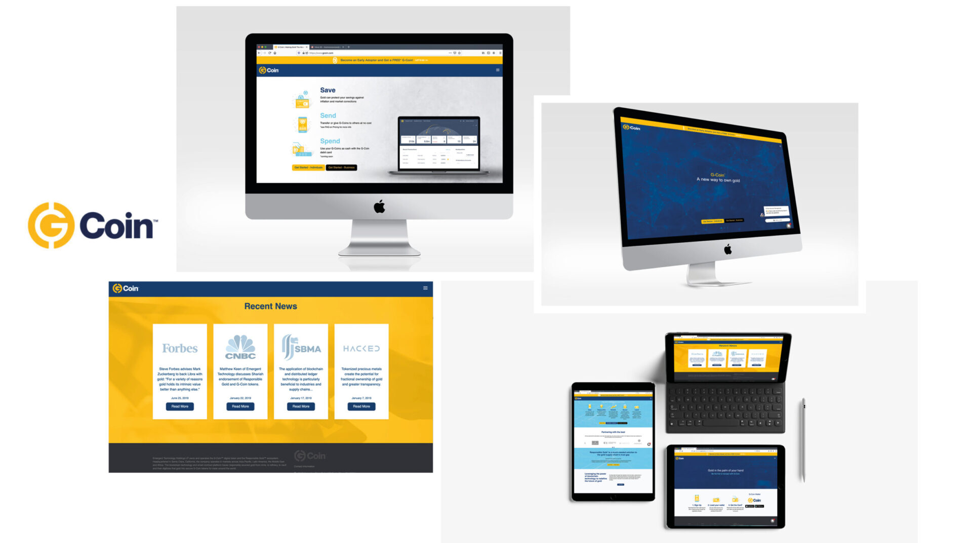 G Coin corporate identity and web and digital design by berge farrell design